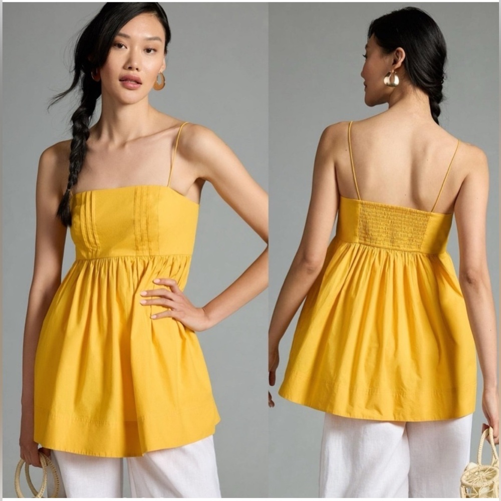 Anthropologie Maeve Babydoll Top in Bright Mango Color. SZ-S/P. Brand New